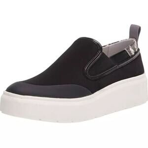 Franco Sarto Lazer Fabric Slip On Platform Sneakers Black Women's Size 6.5M NWB